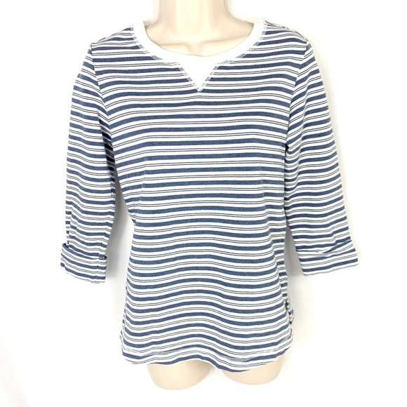 3/$25 Karen Scott Striped Boat Sweater 1/4 Sleeve Small - Picture 1 of 8